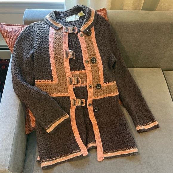 Anthropologie Brown and Pink Cardigan Sweater - Picture 2 of 3